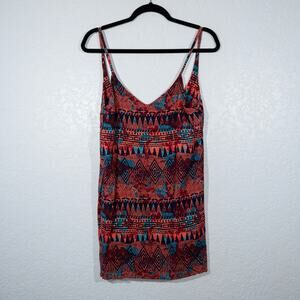 Hurley Red Geometric Jolene Loose Fit Tank Cami Dress Size XS‎